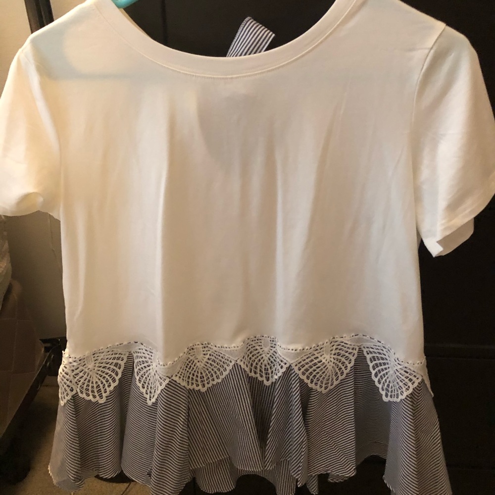 Shein white ruffle shirt